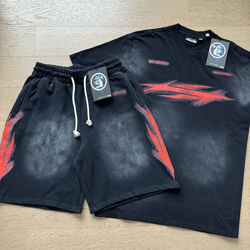 Hellstar Flame Graphic Set Washed Grey — 6817-7811（黑红）套装
