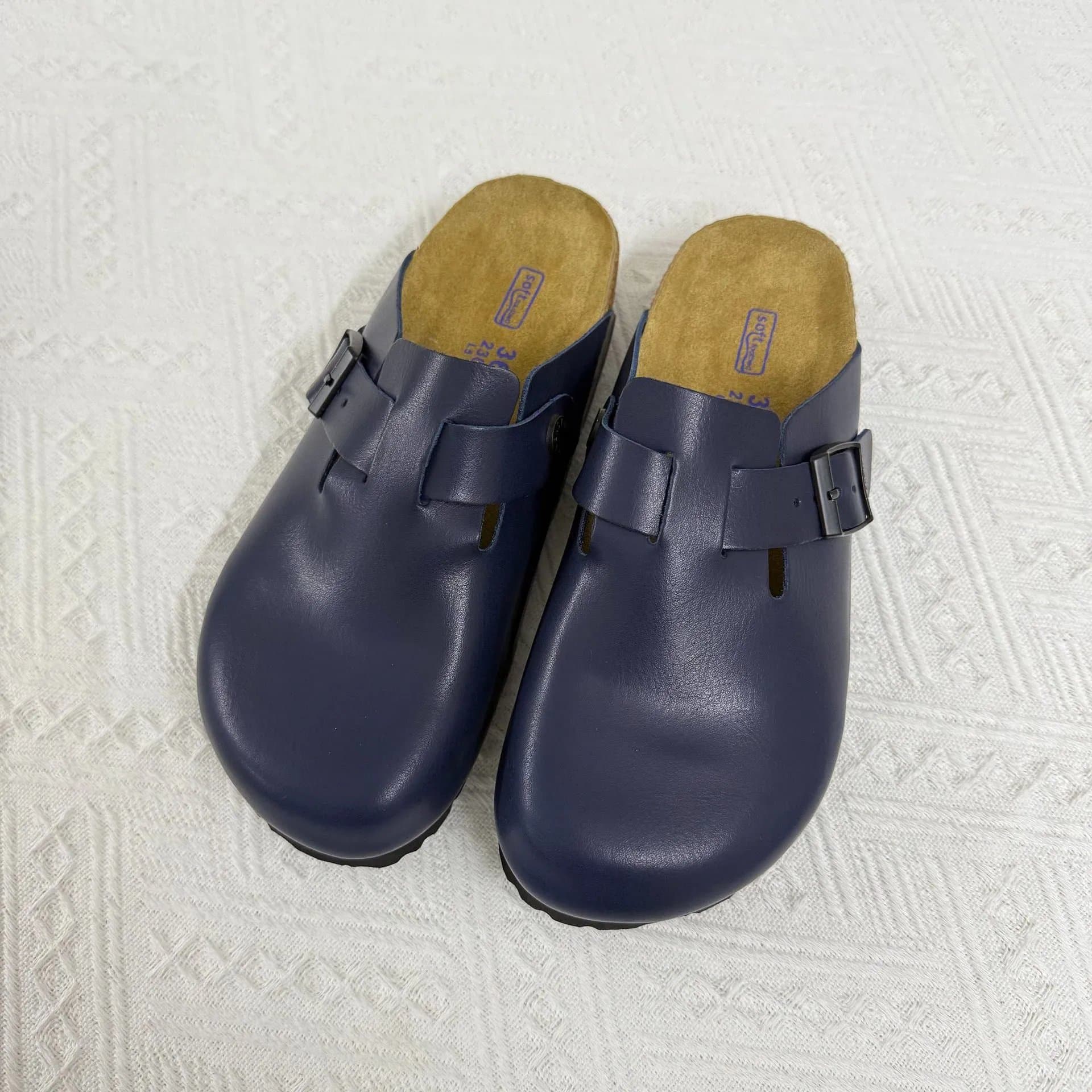 Birkenstock Boston Clog Suede — 蓝色皮面