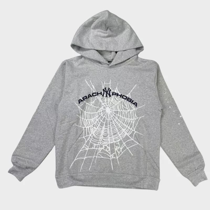 Sp5der Hoodie Spider Web Graphic — Sp60 - Arachid Gray