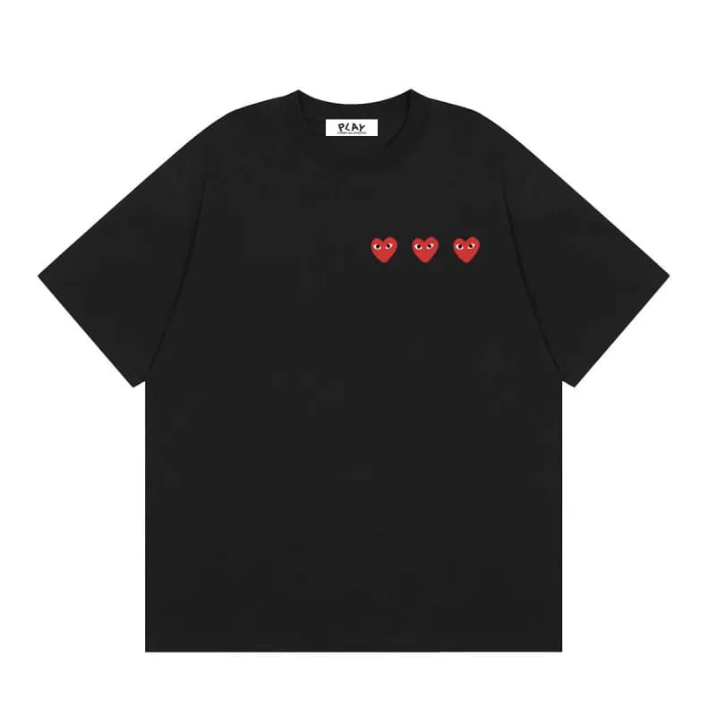 Comme des Garçons Heart Logo T-Shirt Light Blue with Red Heart — 02 black