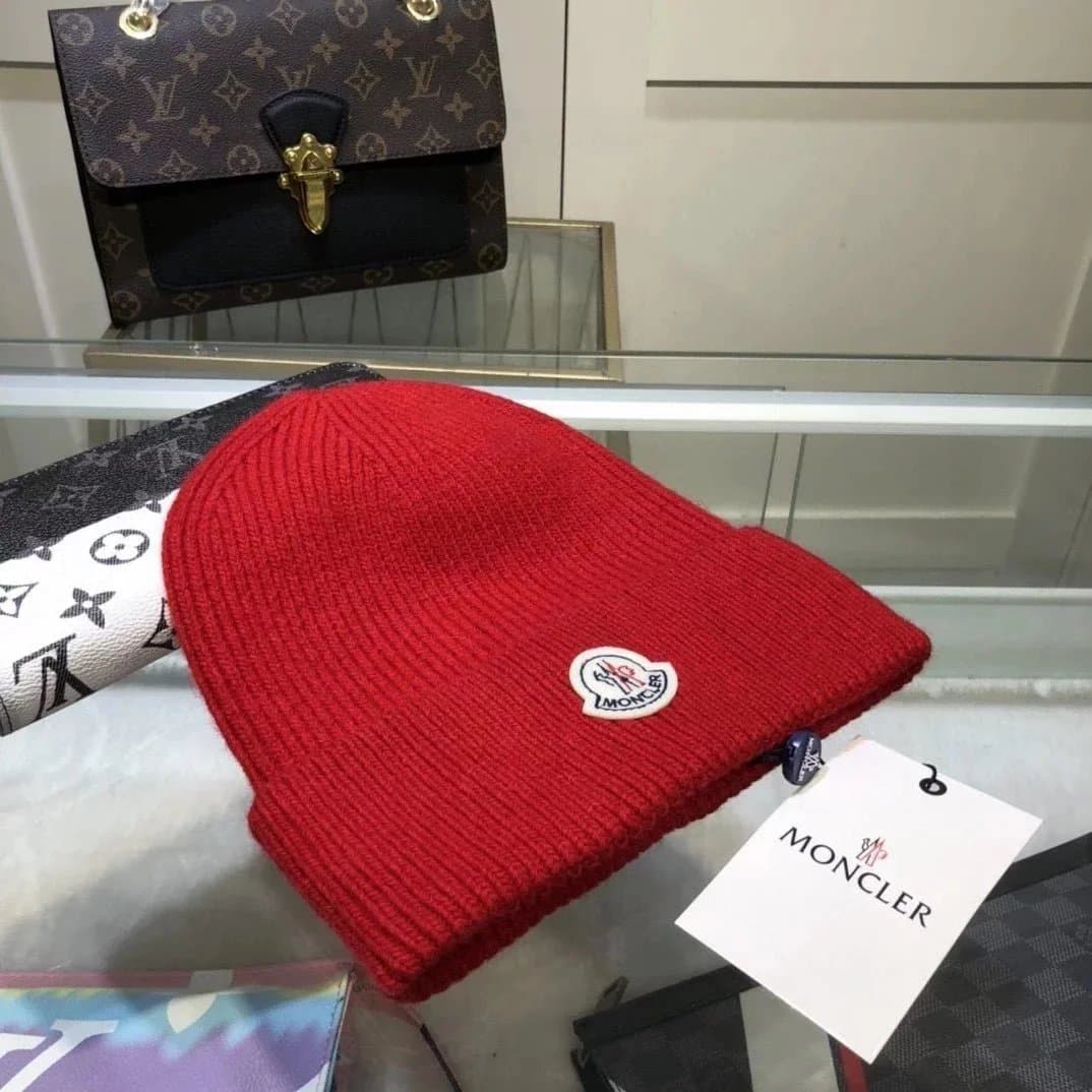 Prada Ribbed Beanie Metallic Triangle Logo — 26