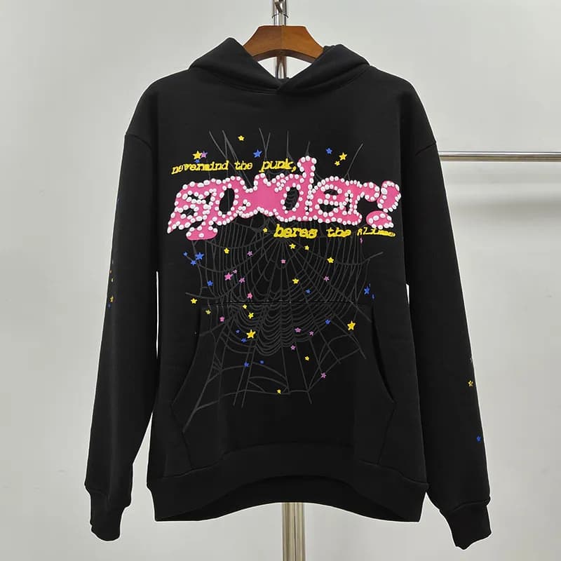 Sp5der Hooded Sweatshirt Spider Web Rhinestone Graphic