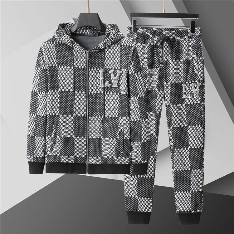 Louis Vuitton Checkered Hoodie and Joggers Set LV Monogram Check