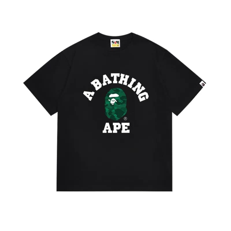 BAPE A Bathing Ape T-Shirt Green Camo Ape Head