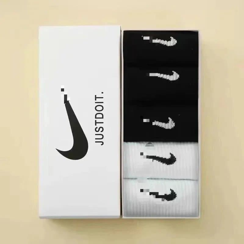 Nike Socks 5-Pack — 5双装【黑+黑+黑+白+白】