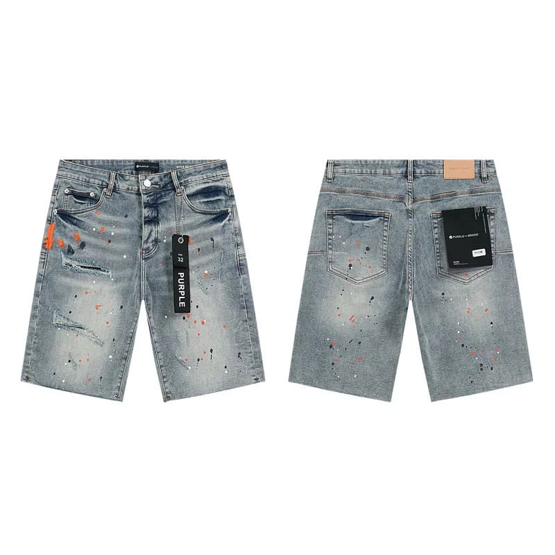 Amiri Distressed Denim Shorts Paint Splatter