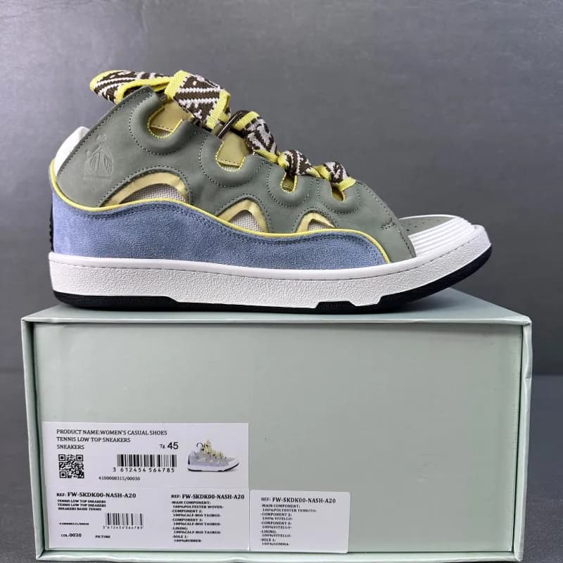Louis Vuitton Tennis Low Top Sneakers Multicolor Woven Laces — 绿黄