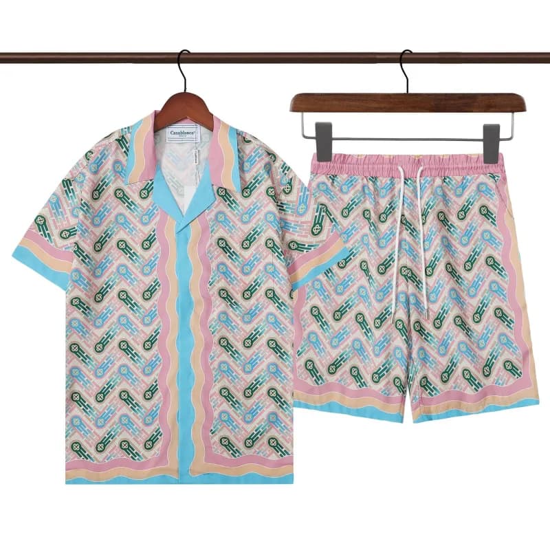 Casablanca Camp Shirt & Shorts Set Geometric Print