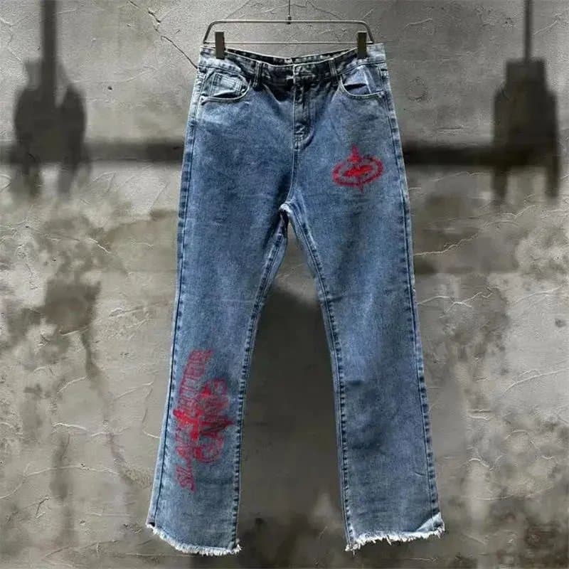 Denim Tears Straight-leg Jeans Red Embroidered Logo