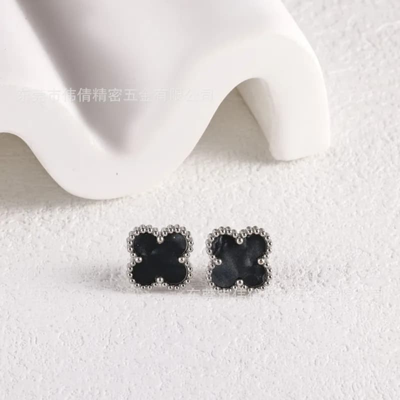 Van Cleef & Arpels Alhambra Stud Earrings Onyx