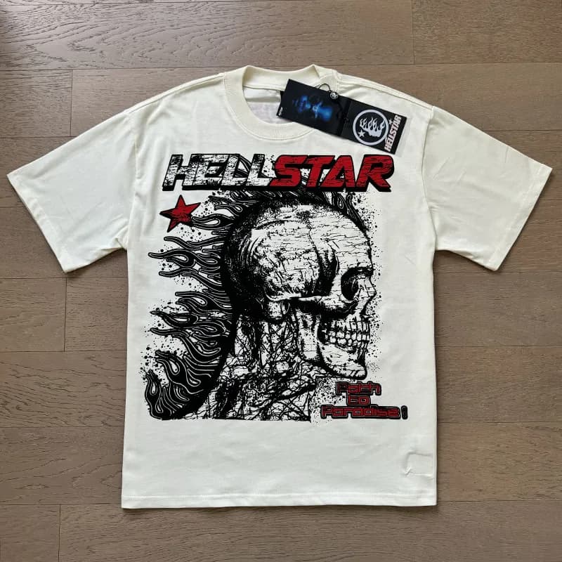 Hellstar Graphic Tee Alien Attack Print — 567 杏色