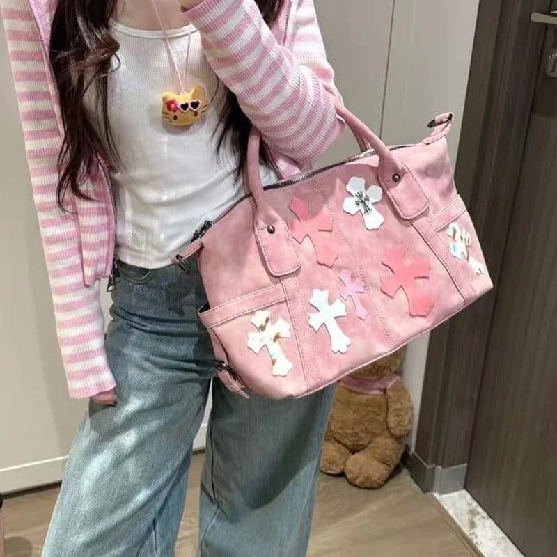 Chrome Hearts Cross-Embellished Tote Suede with Cross Appliqués