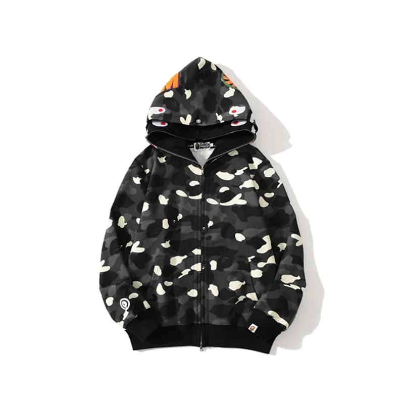 BAPE Full Zip Hoodie Camouflage with Ape Head Print