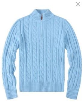 Polo Ralph Lauren Cable Knit Quarter-Zip Sweater Light Blue