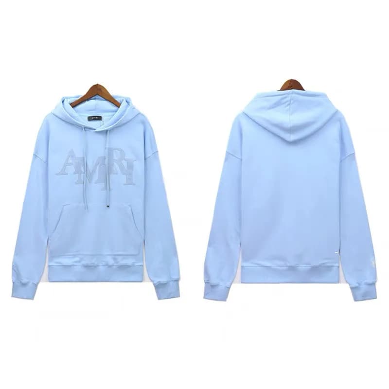 Amiri Hooded Sweatshirt Distressed Logo — 5873浅蓝色