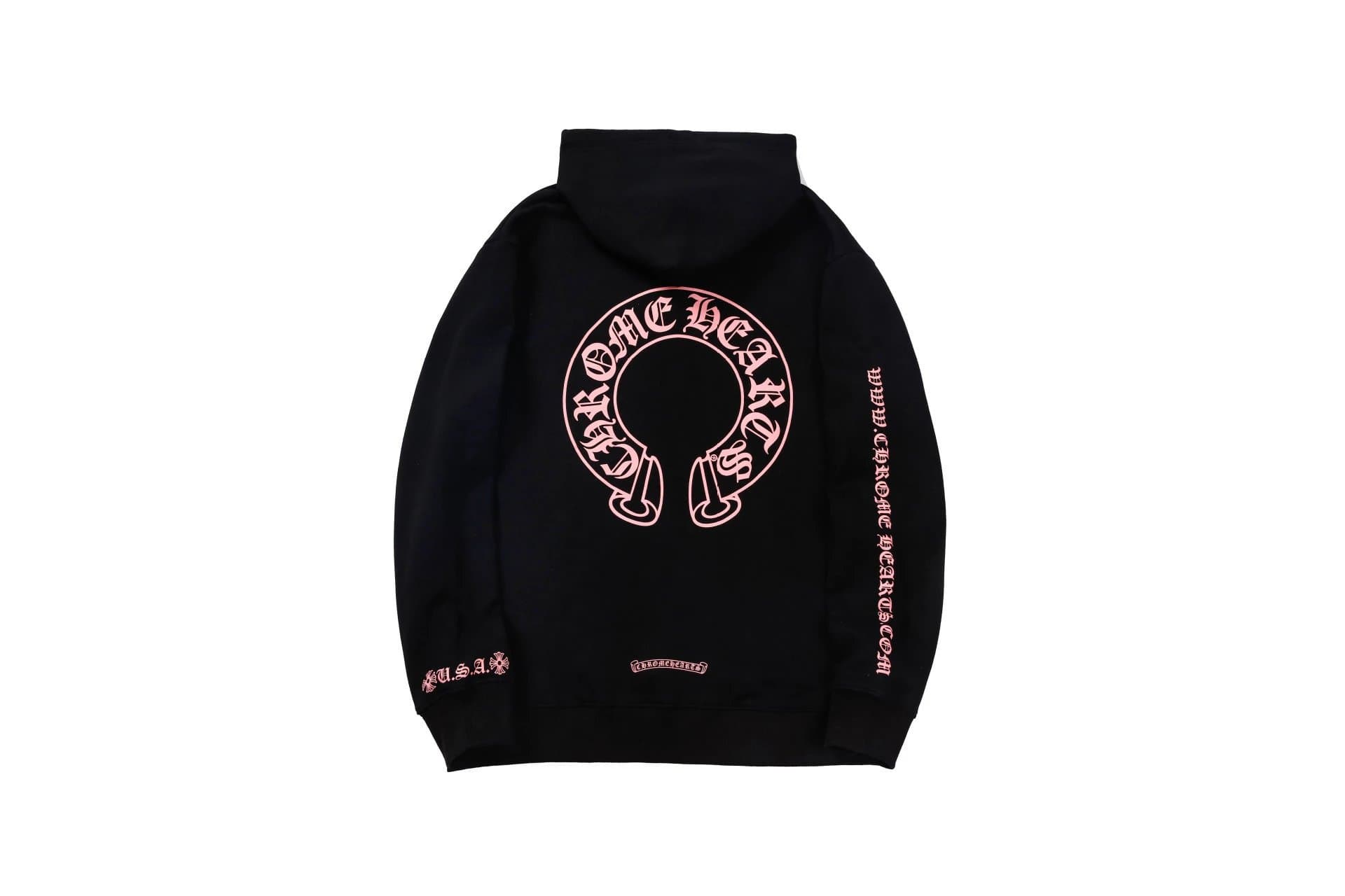Chrome Hearts Hooded Sweatshirt Pink Logo Print