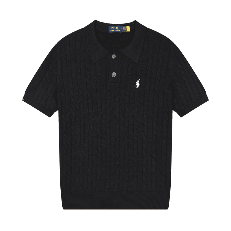 Polo Ralph Lauren Cable Knit Polo Navy — 607黑色白
