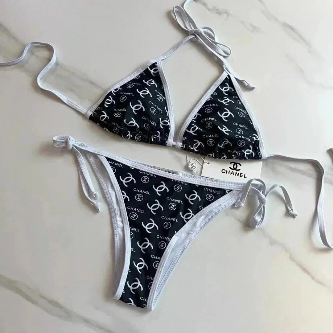 Chanel Triangle Bikini Set CC Logo Print