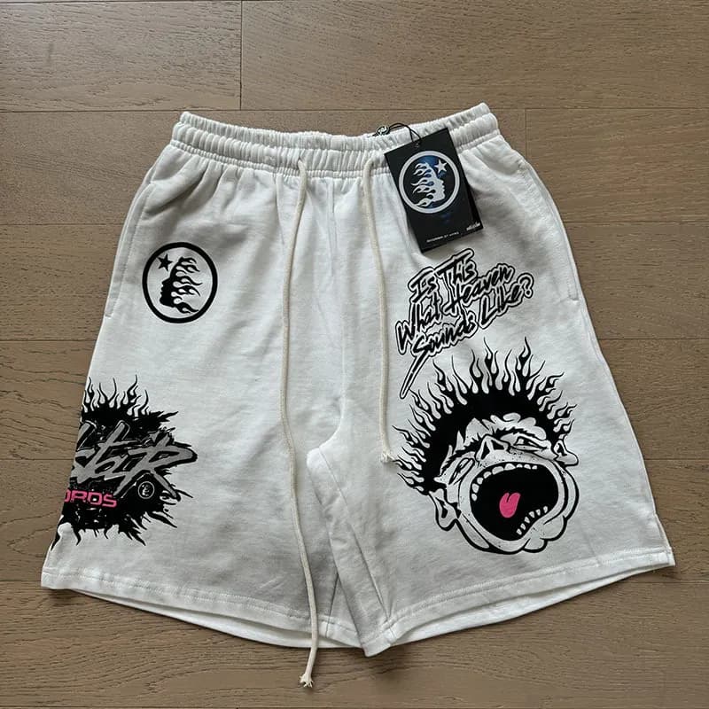 Sp5der Flame Shorts Gradient Flame Print — 778 白色