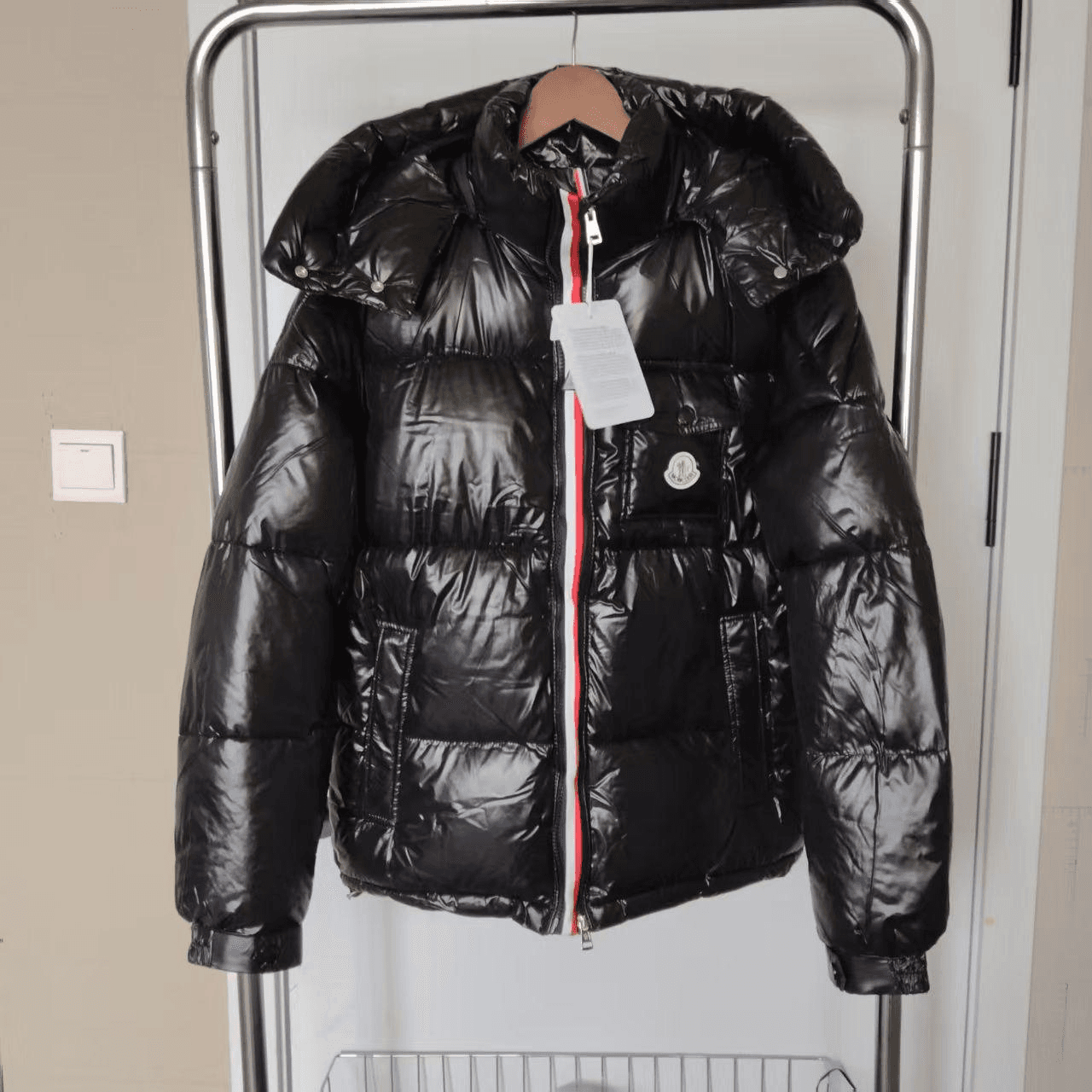 Moncler Puffer Jacket Logo Sleeve — BLACK NFC