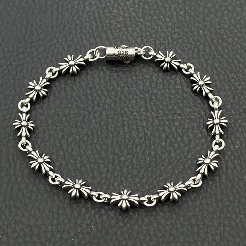 Chrome Hearts Dagger Charm Bracelet Flower Link — 19