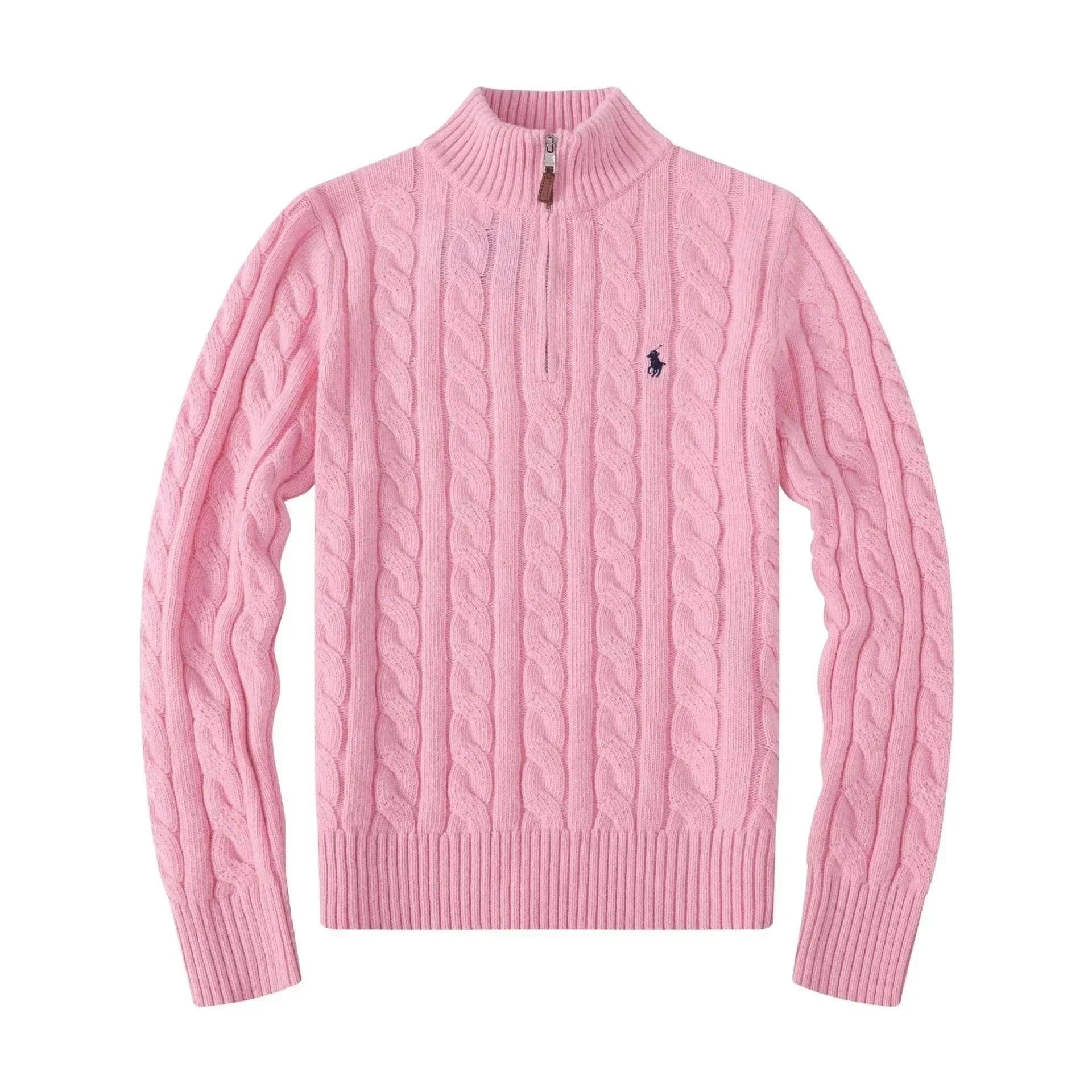 Polo Ralph Lauren Cable Knit Polo Navy — 拉链粉红色