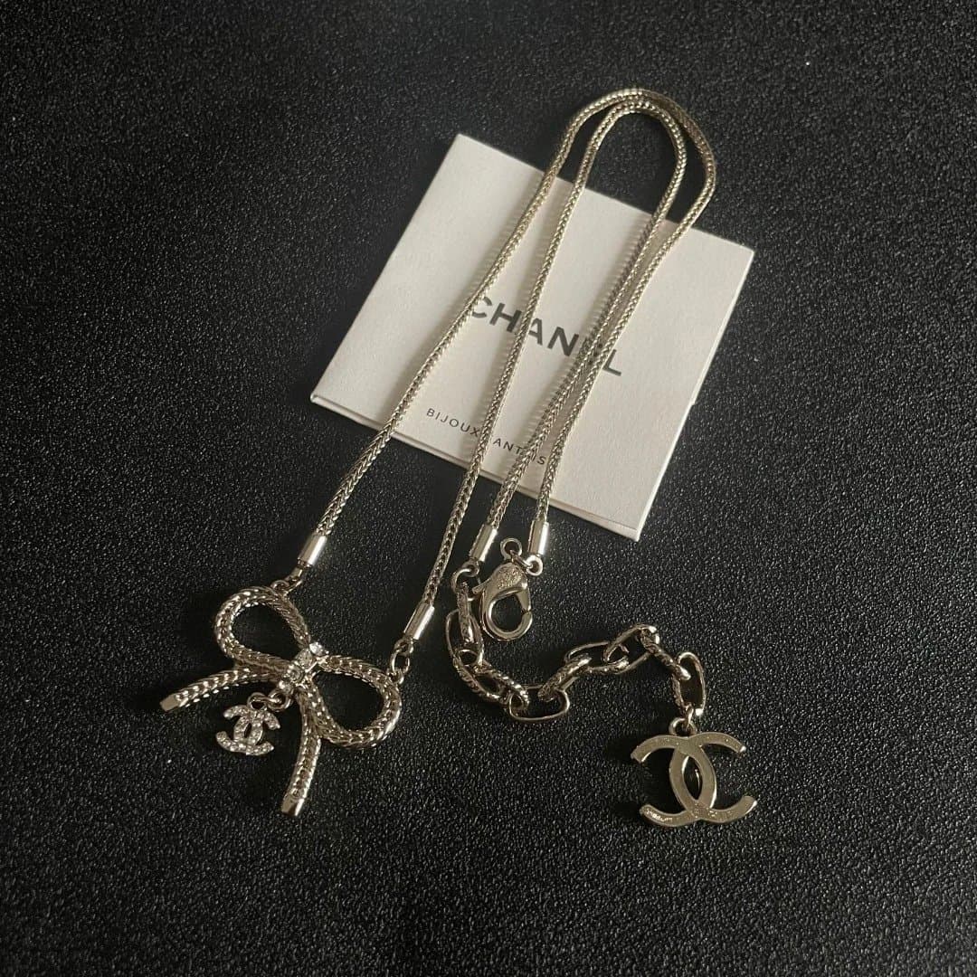 Chanel Chain Necklace Logo Charm — 18