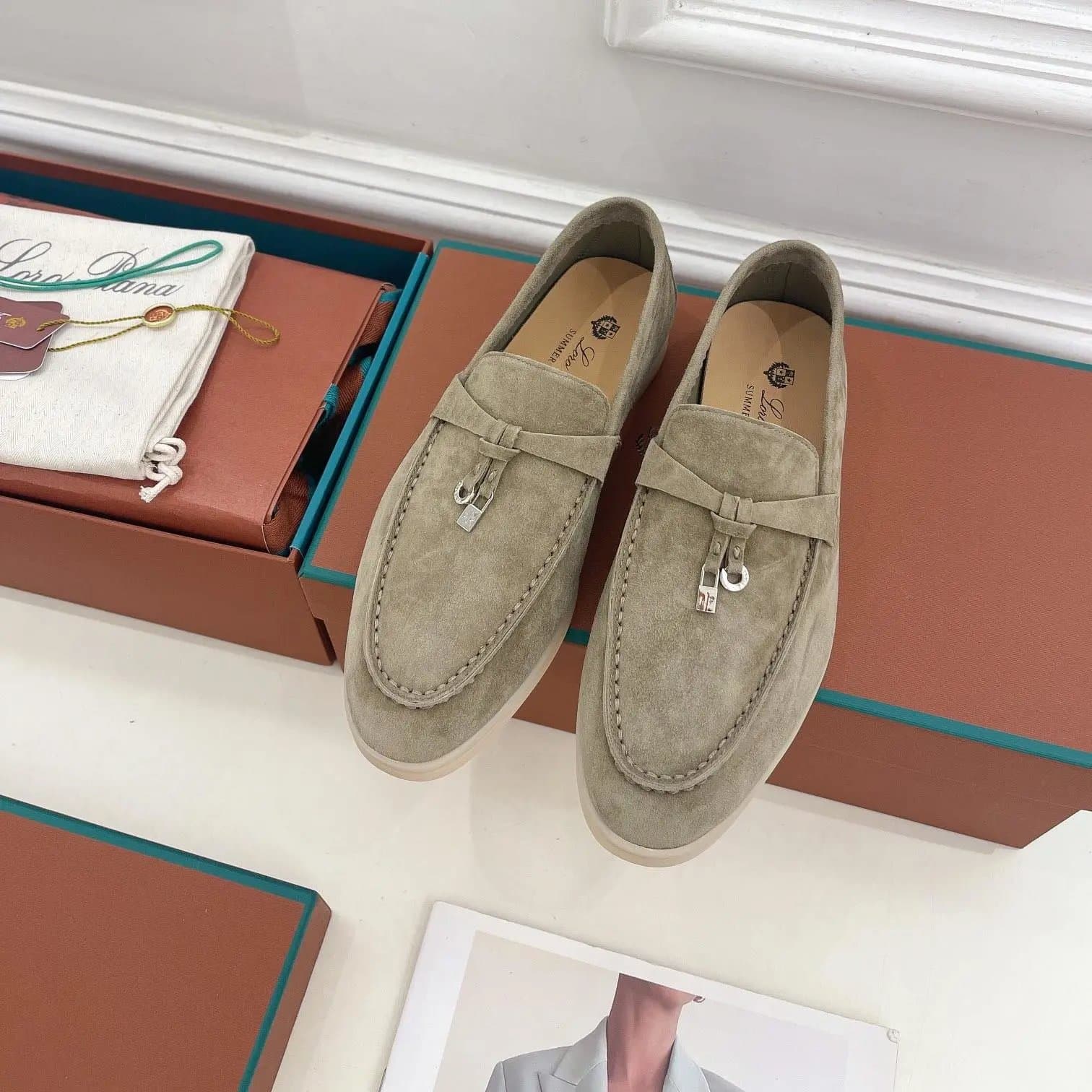 Loro Piana Loafer Suede with Padlock Detail