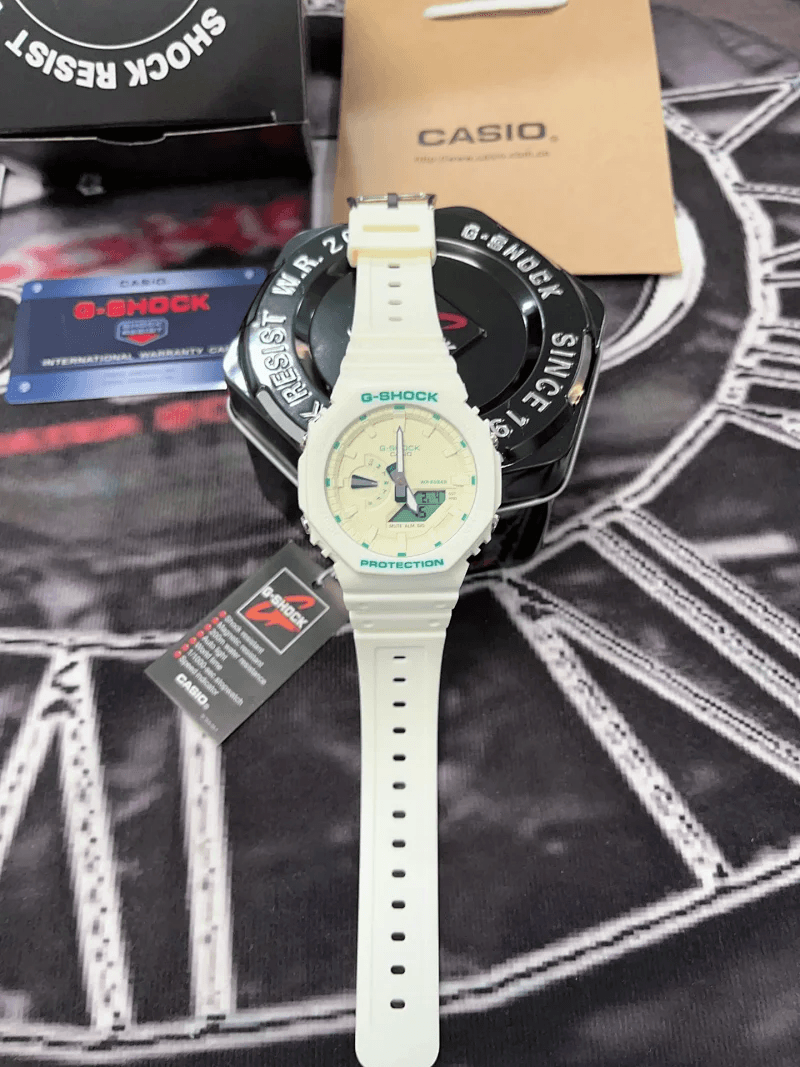Casio G-Shock DW-5600 White with Green Accents