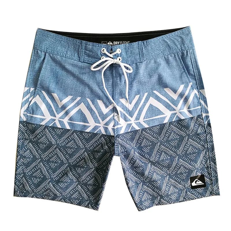 Board Shorts Geometric Print — 灰蓝色
