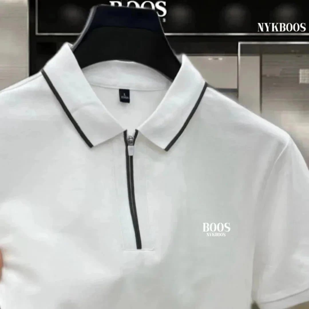 Hugo Boss Polo Shirt Zip-Neck with Black Trim