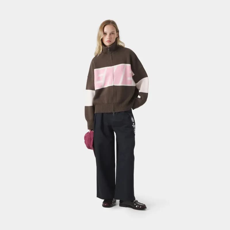Fear of God Essentials Zip-Up Knit Sweater Block Logo