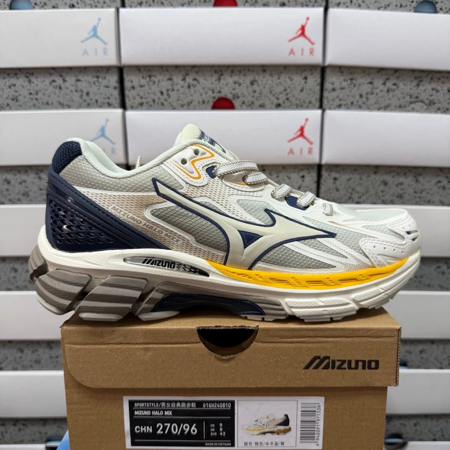 Asics Wave Prophecy LS Light Grey — KO版 · 棉色/水手蓝/黄 D1GH240810