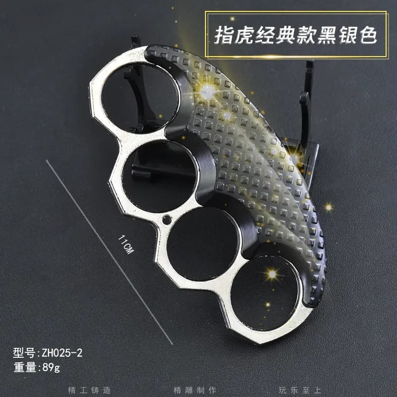 Sp5der Knuckle Duster Keychain Tiger Pirate Logo — 指虎经典款黑银色