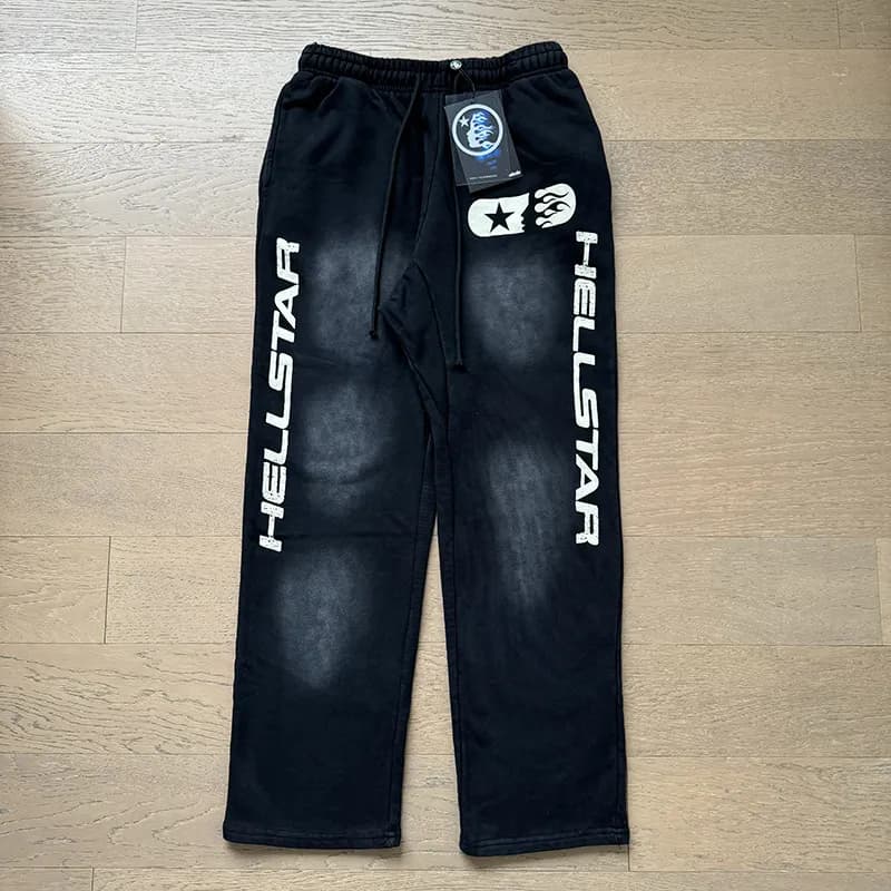 Reebok Flame Sweatpants Black with White Flame Print — 776 洗水黑