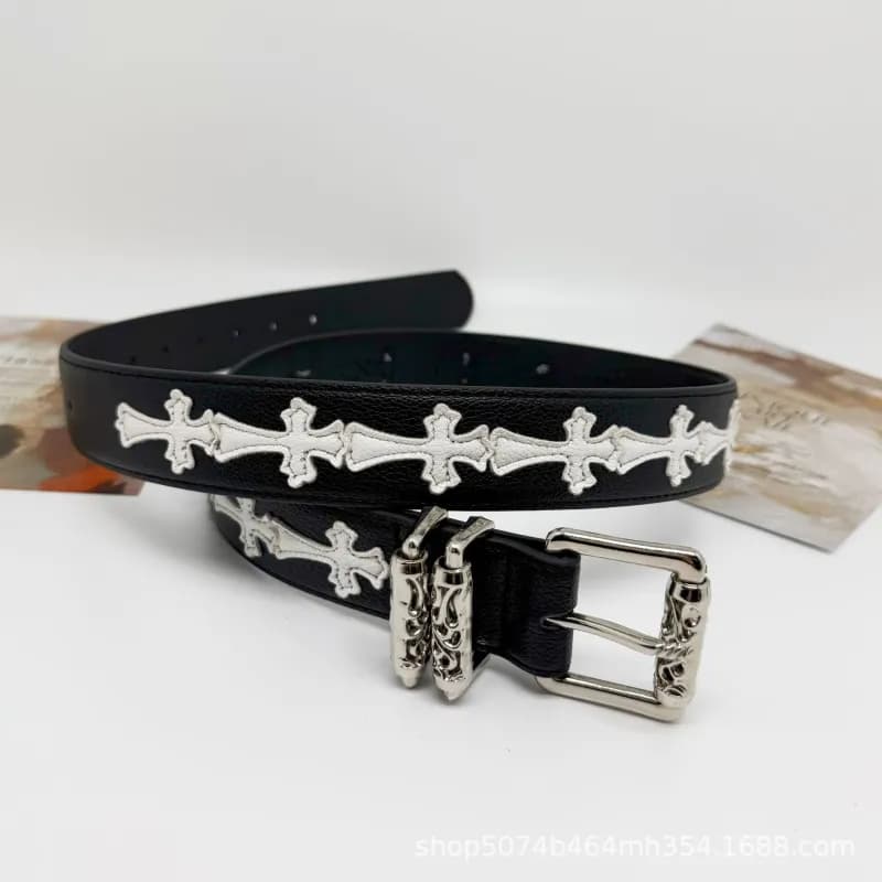 Chrome Hearts Cross Belt Silver Cross Embellished