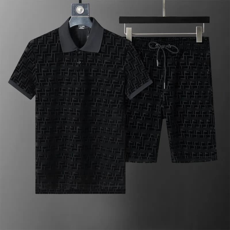 Fendi Polo and Shorts Set FF Logo Pattern