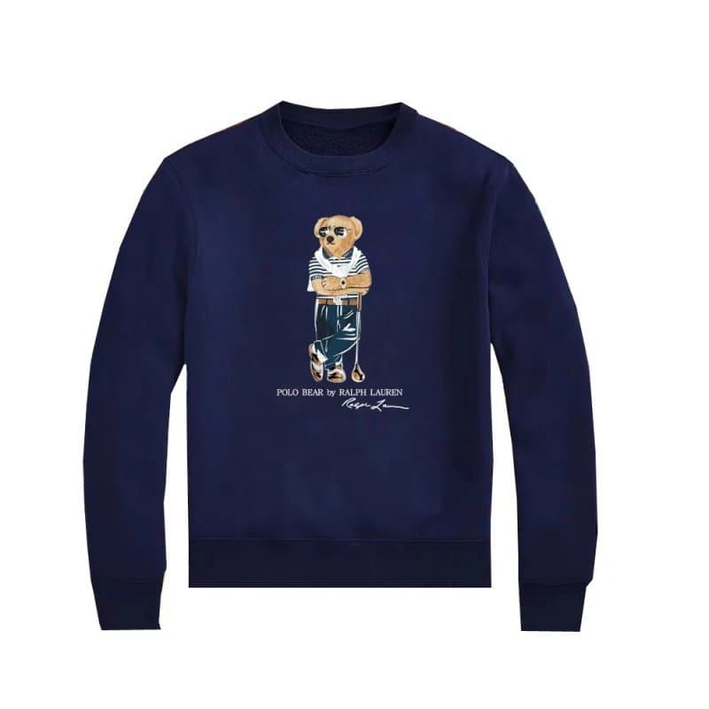 Polo Ralph Lauren Polo Bear Crewneck Sweatshirt Navy with Embroidered Bear Graphic