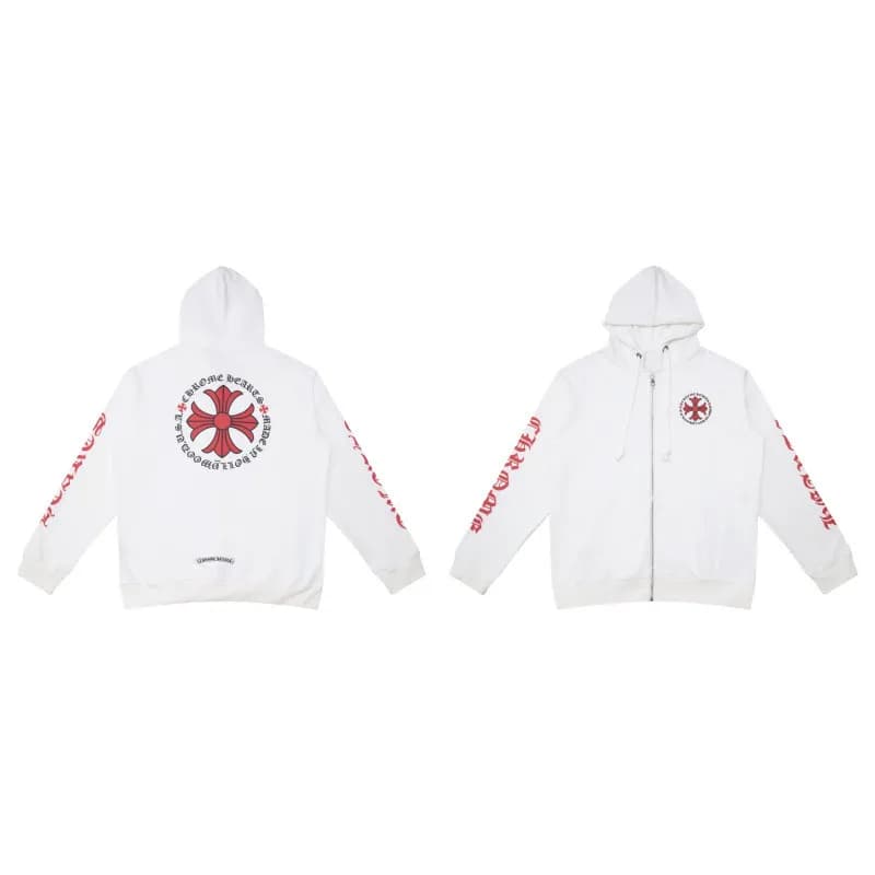 Chrome Hearts Hooded Sweatshirt Cross Logo Embroidery — 864白色