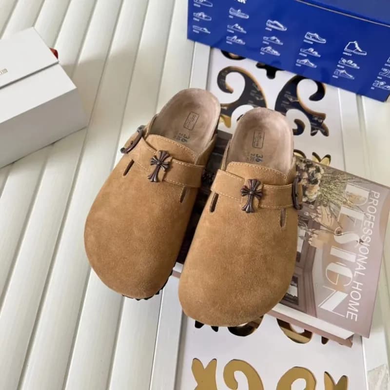Chrome Hearts Clog Mule Suede Cross Strap