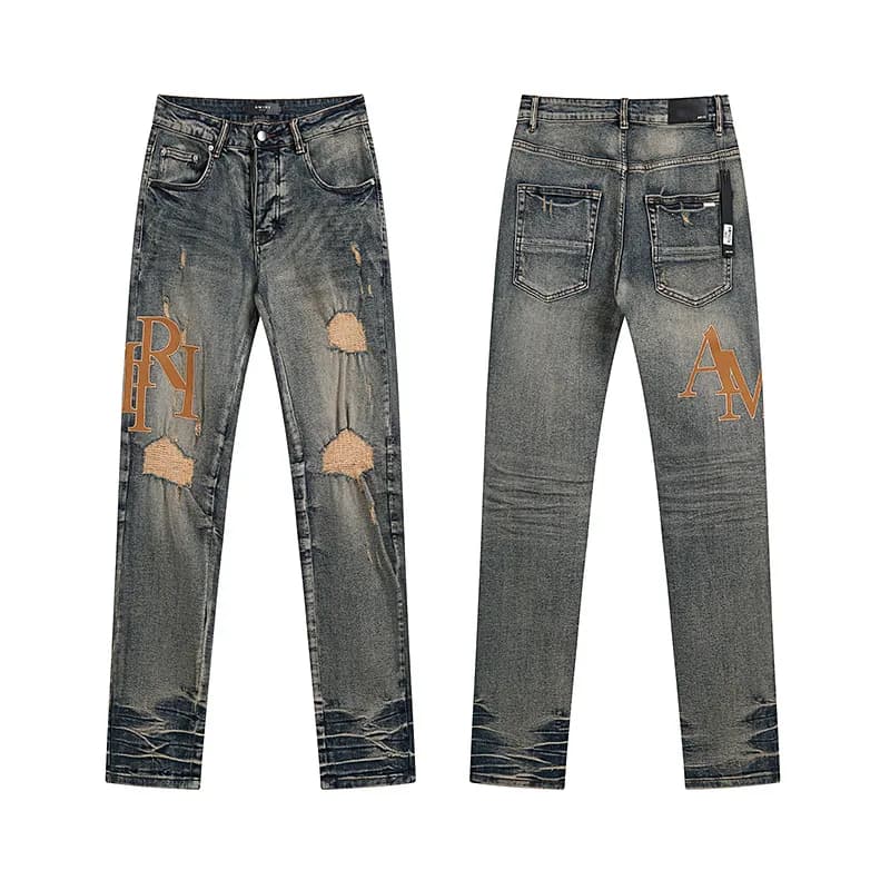 Denim Tears Distressed Straight Jeans Purple Tag — AM5008