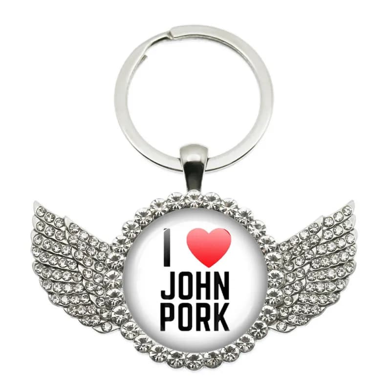 Wing Keychain I Love John Pork