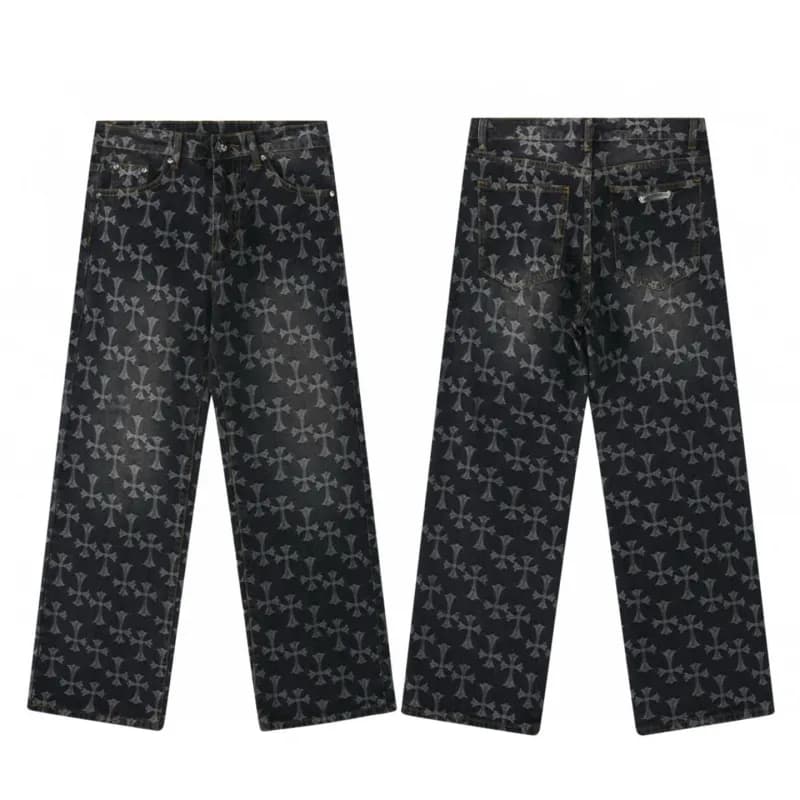 Chrome Hearts Cross Print Jeans All-Over Cross Motif