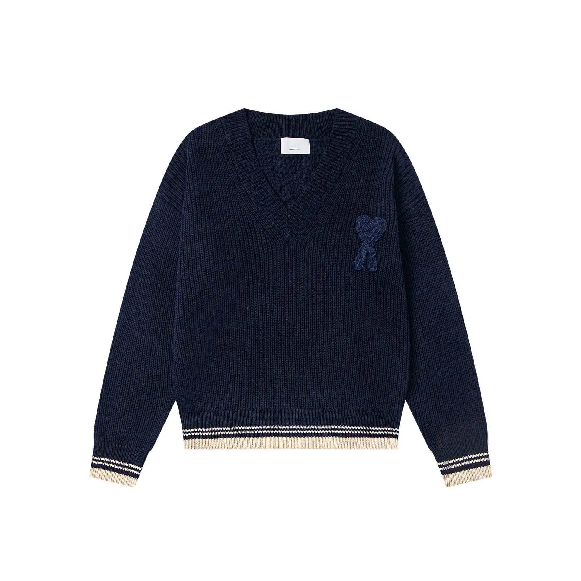 Amiri Knit Cardigan Heart Logo — 307#藏青色