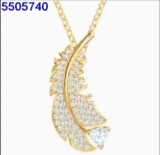 Swarovski Feather Pendant Crystal-Embellished