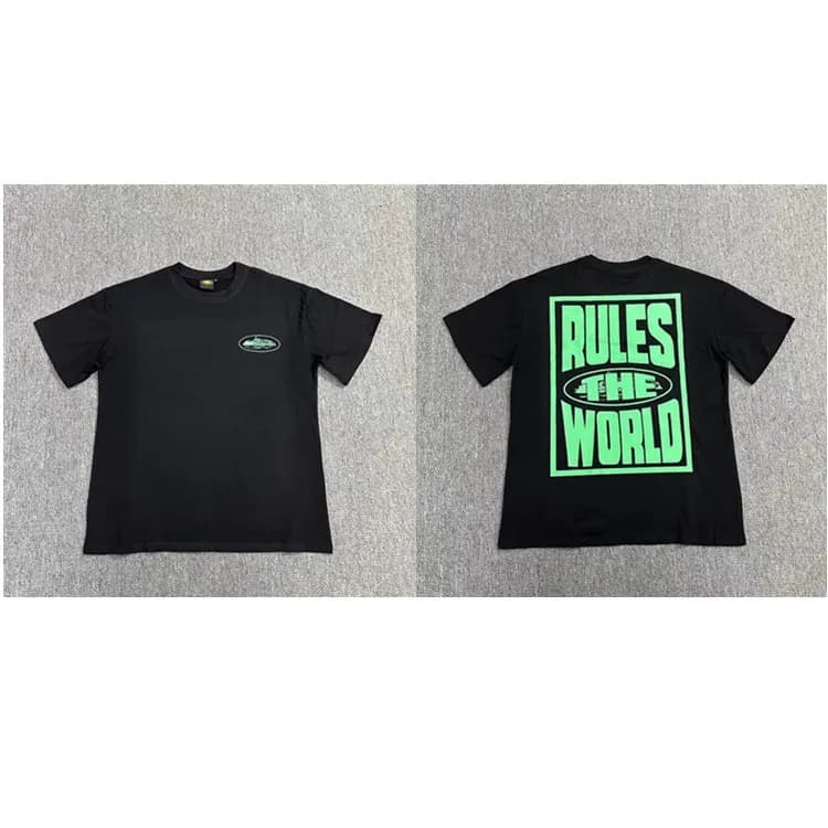 Logo Tee Corteiz Script — 3122黑印绿色