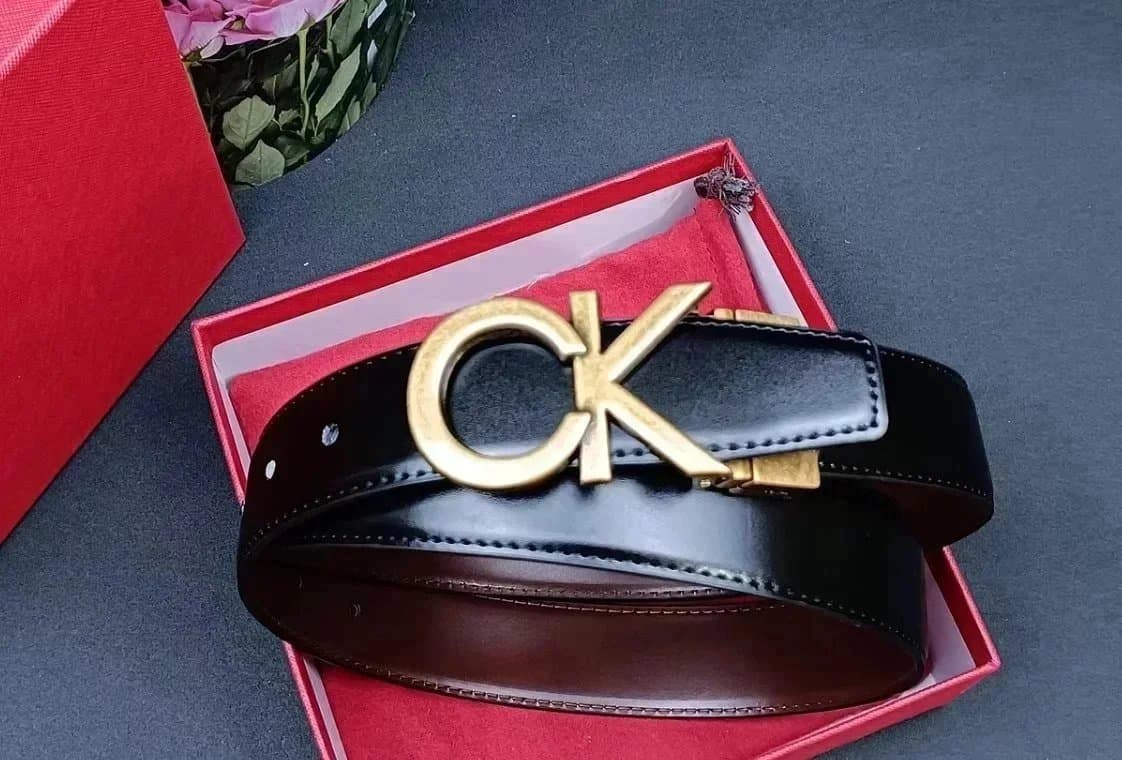 Calvin Klein CK Logo Belt Gold Buckle