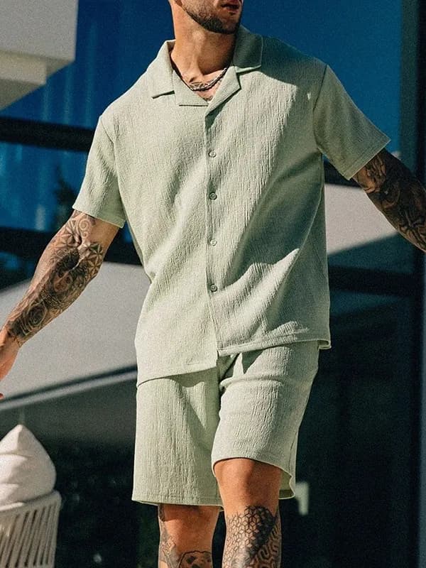 Short-Sleeve Shirt Crinkled Linen Blend