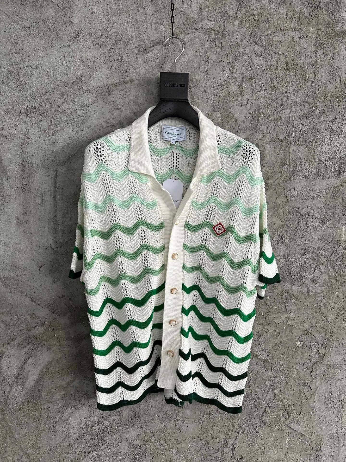 Casablanca Knit Polo Shirt Wave Stripe