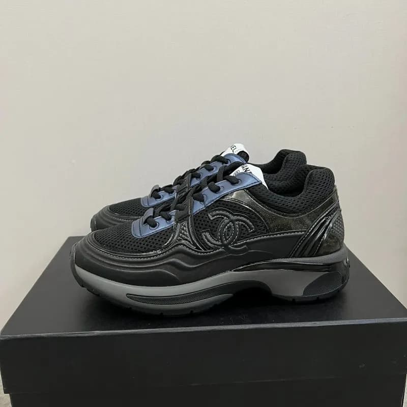 Chanel Runway Sneaker Black Mesh with CC Logo